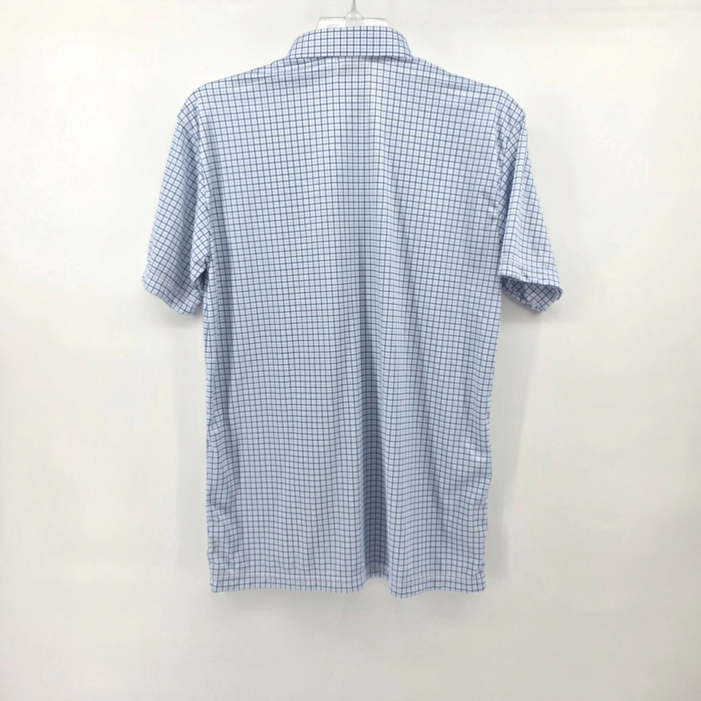 Collars & Co Mens‎ Dress Collar Polo Shirt Blue White Check Grid Large NWT - Picture 3 of 8